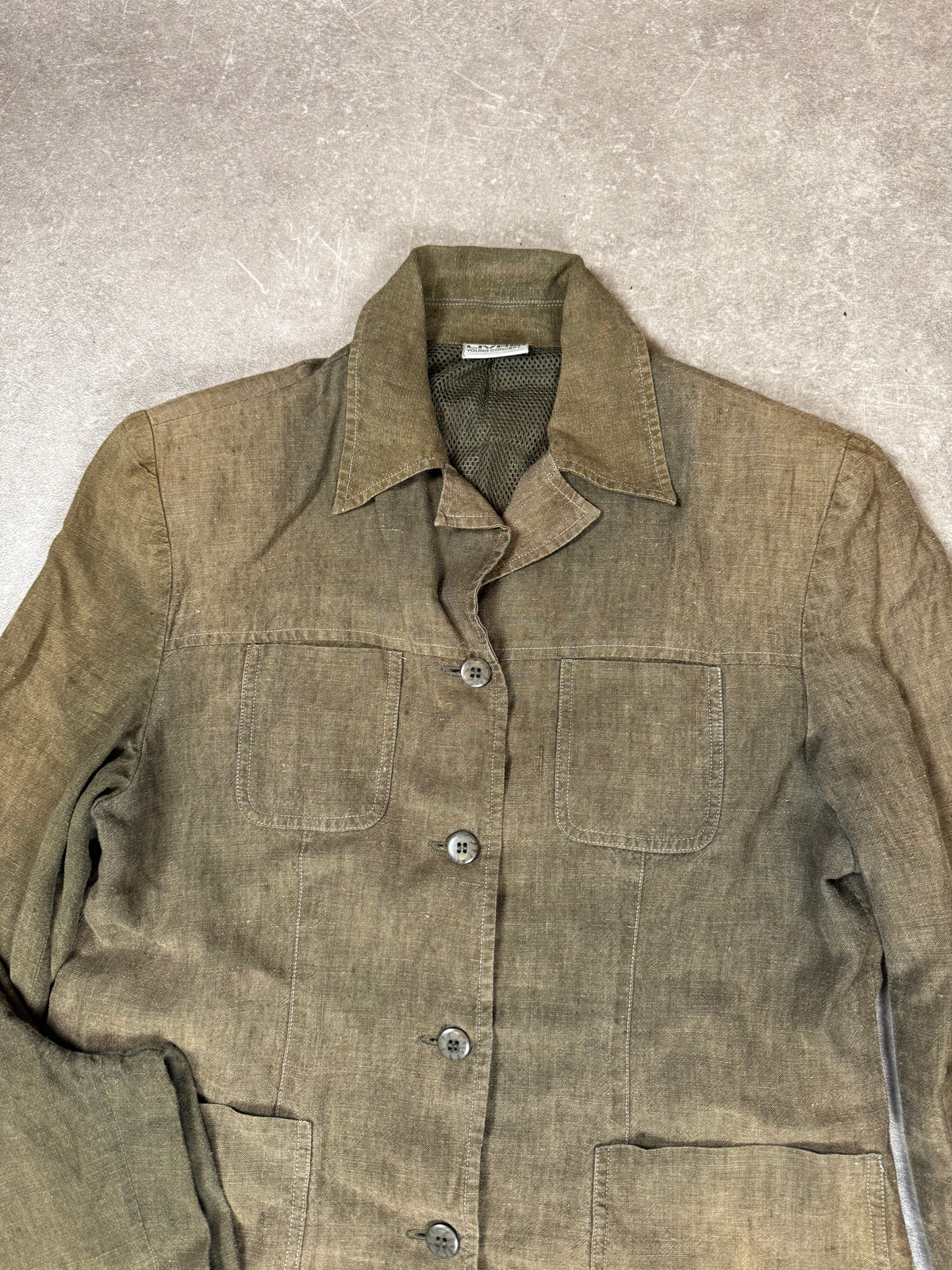 LIVRE Young Concept Damen Leinen Hosenanzug Gr. 40 Vintage Khaki Zweiteiler