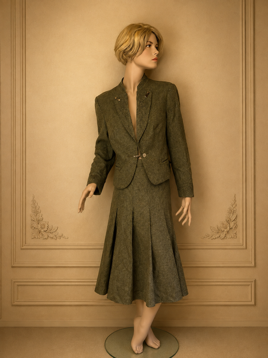 Vintage Julius Lang Damen Trachten Kostüm Schurwolle – Blazer & Faltenrock