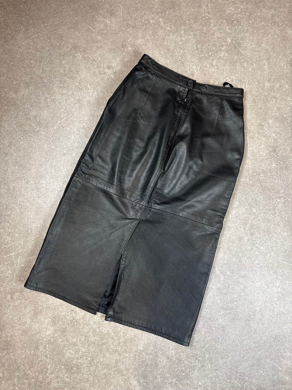 Vintage Chalice Damen Lederrock Schwarz – Echtleder Rock mit Schlitz