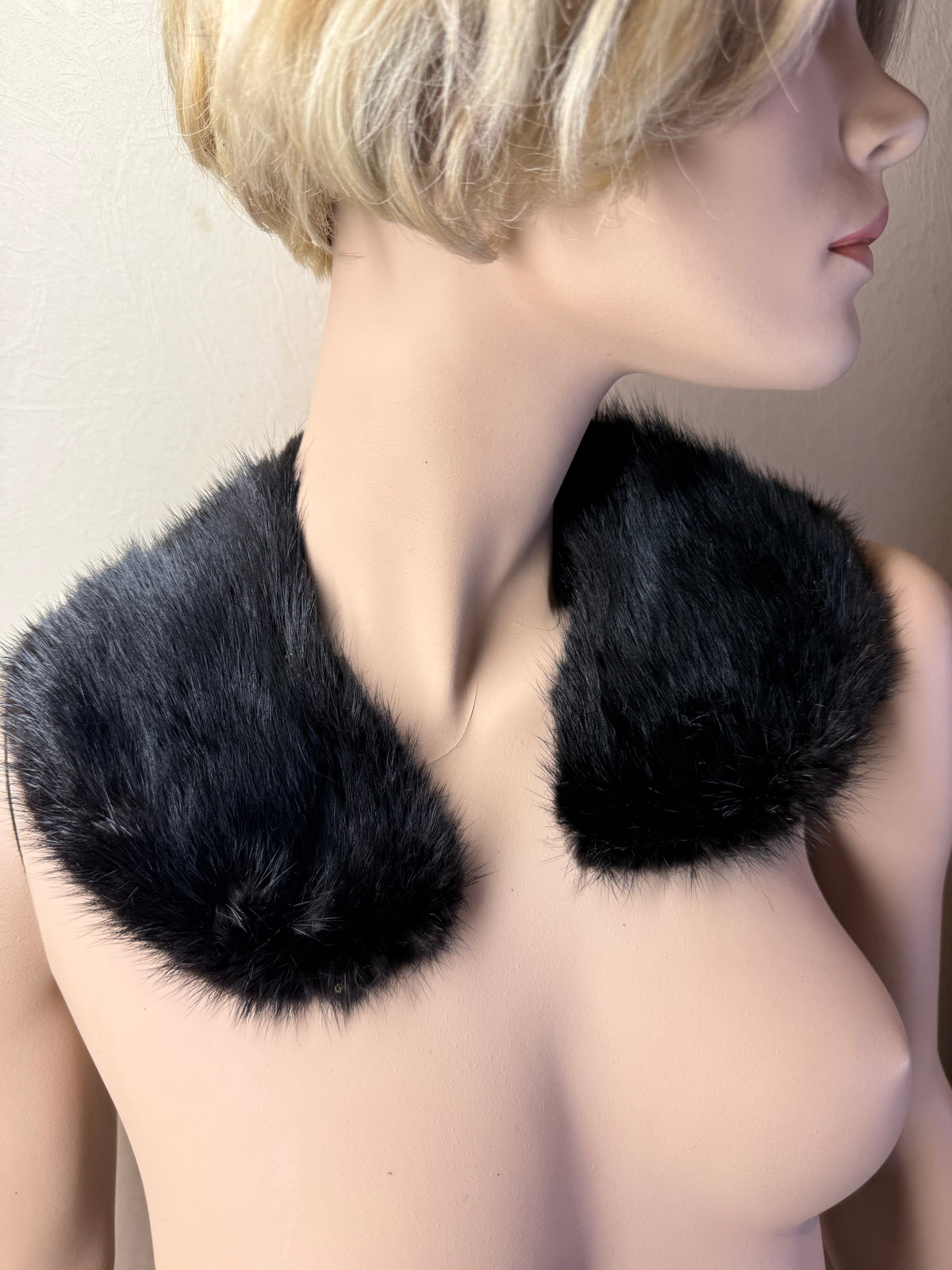 Vintage Nerz Pelzkragen Schwarz Echtfell Mink Fellkragen Pelz Stola Damen Elegant