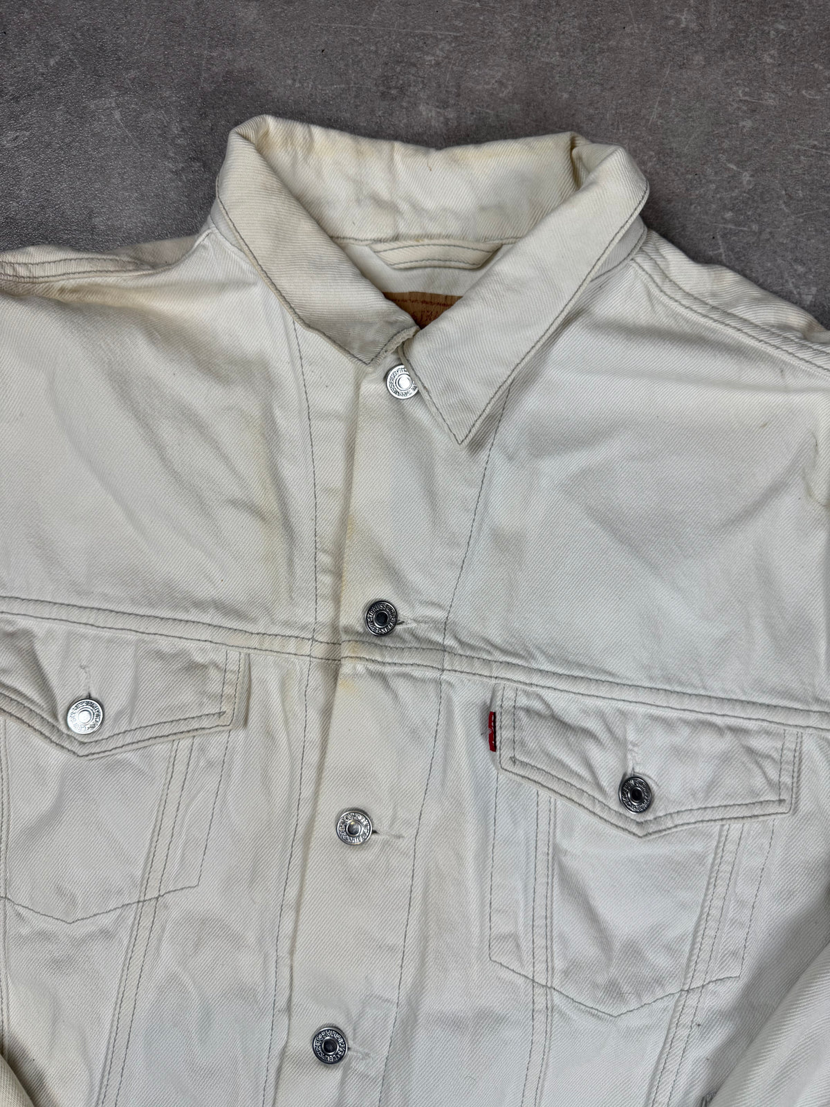 Levi’s Vintage Trucker Jeansjacke Creme Weiß Denim Herren