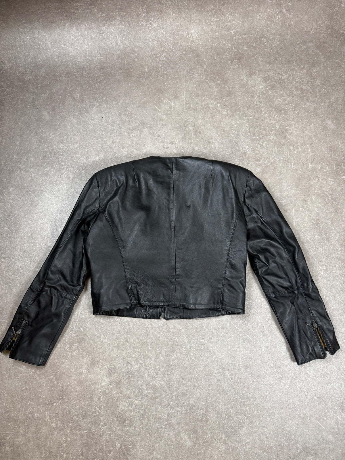 Vintage MISS JOY Damen Lederjacke Gr. 44 Schwarz Echtleder Kurzjacke 80er/90er