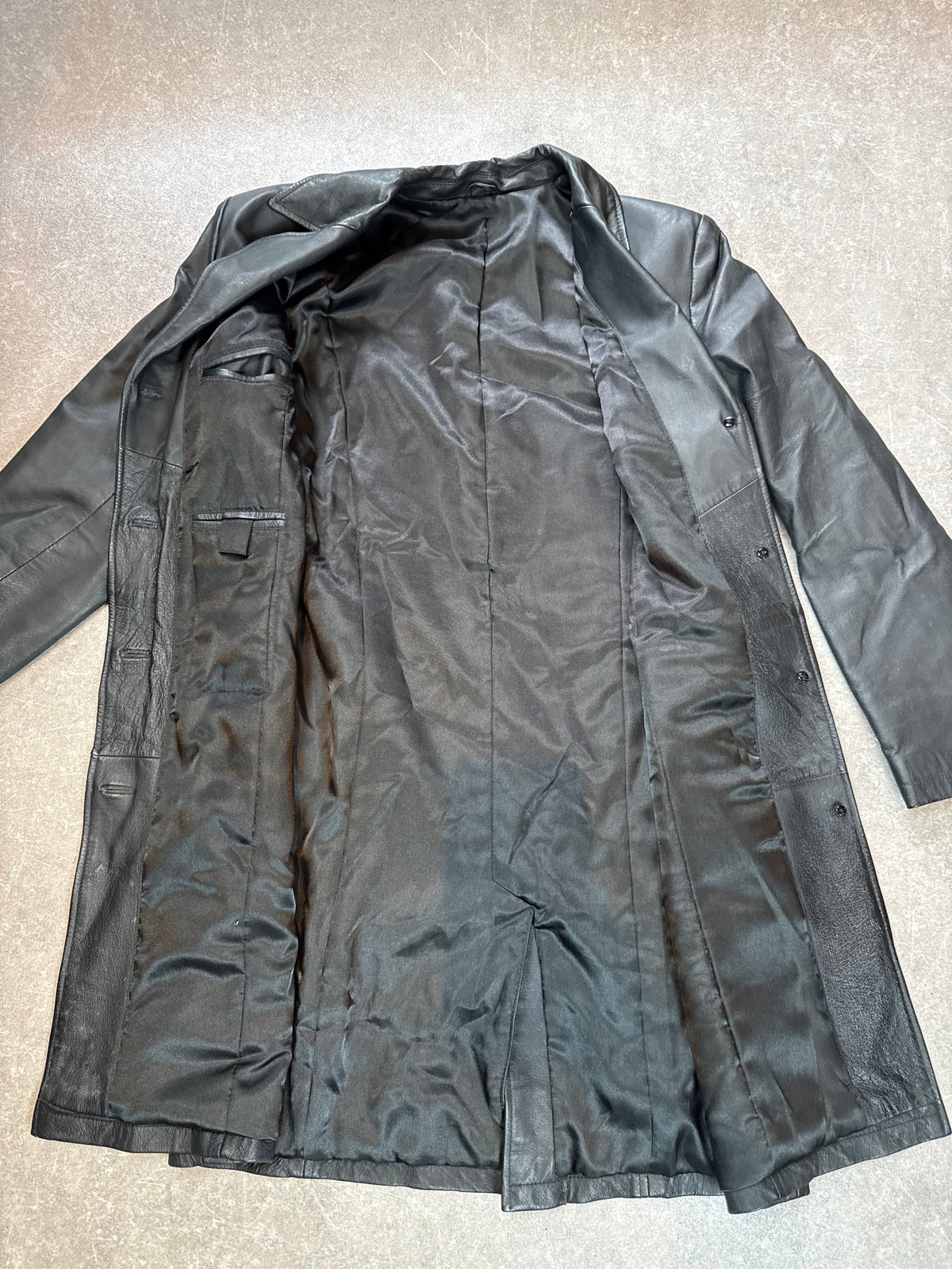 Damen Lederblazer Echtleder Schwarz Mantel Jacke Vintage 90er Gr 40 42