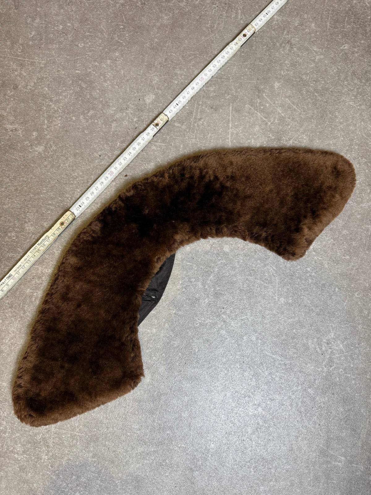 Vintage Echtfell Pelzkragen Braun Kurzhaar Fellkragen Schulterkragen ca. 60 cm