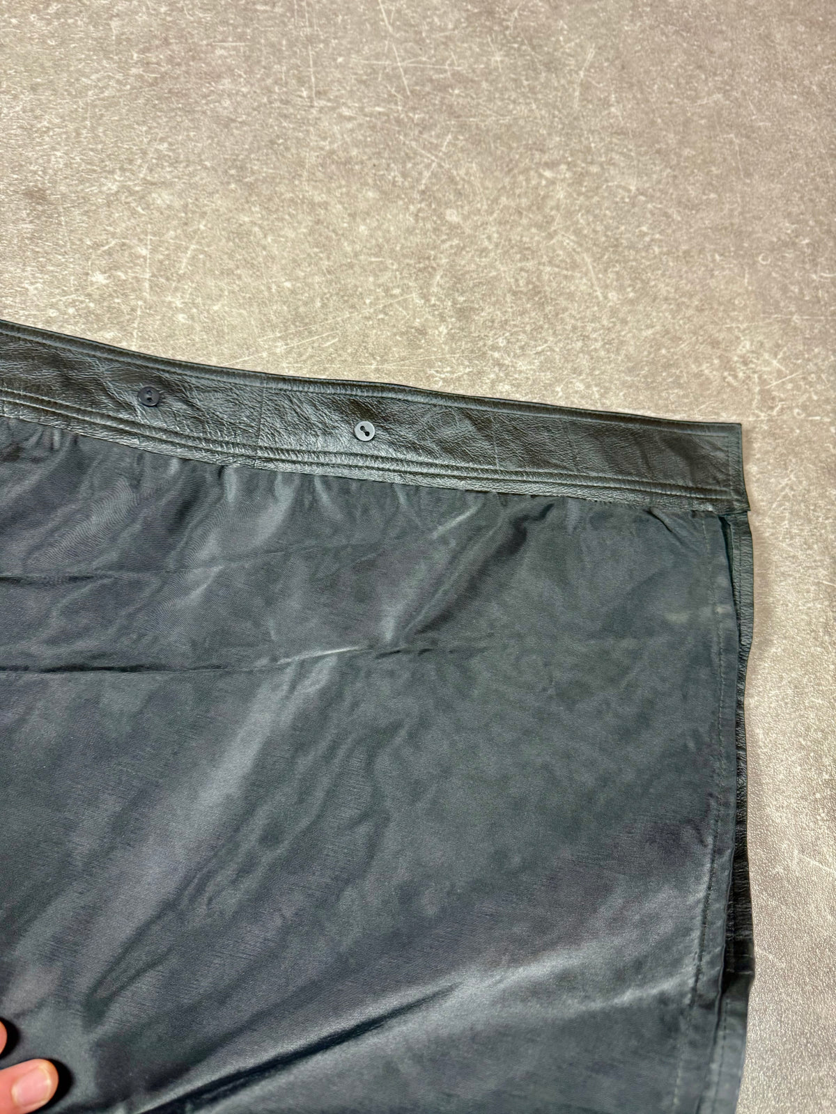 Vintage Damen Lederrock Schwarz Gr. 46 Echtleder A-Linie Lang