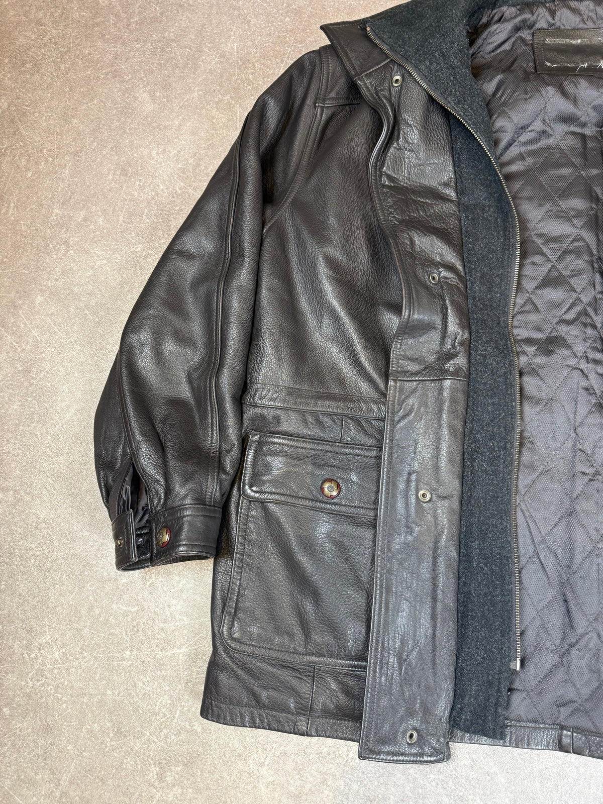 Vintage Herren Lederjacke Echtleder Schwarz mit herausnehmbarem Innenfutter – XL