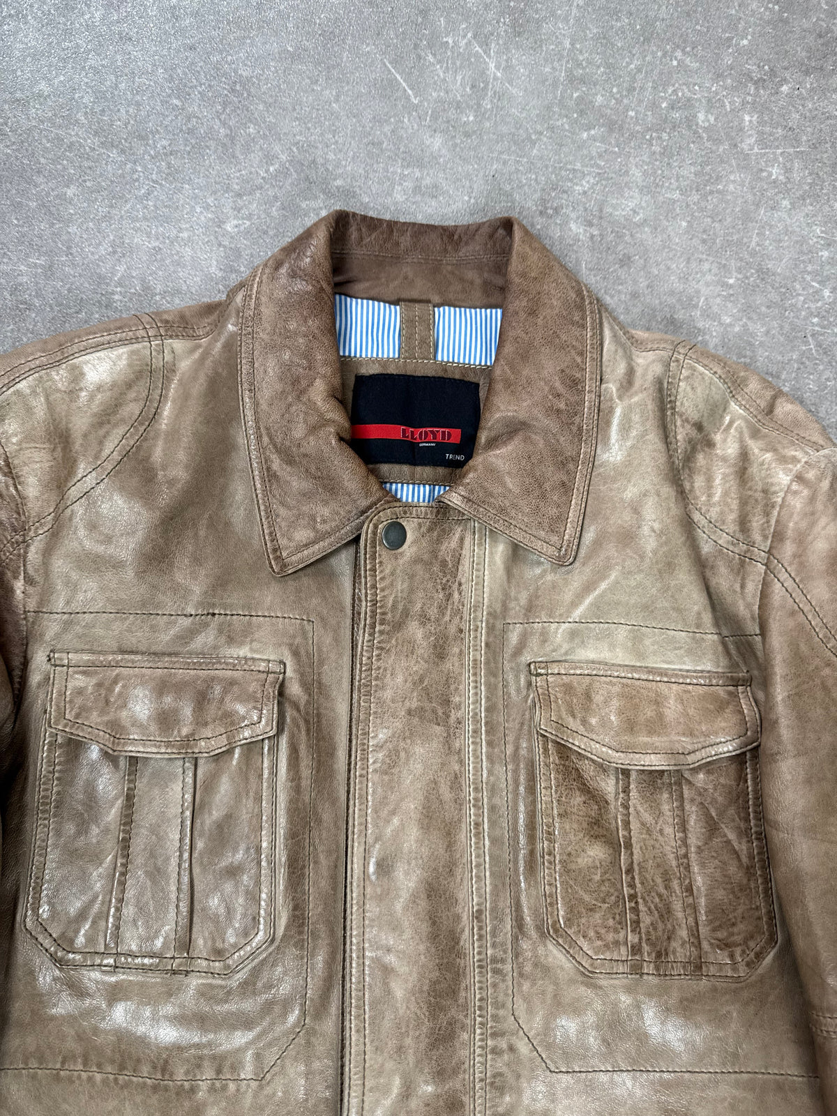 LLOYD Lederjacke Herren Braun Gr. 50 Vintage Field Jacket Echtleder Übergangsjacke