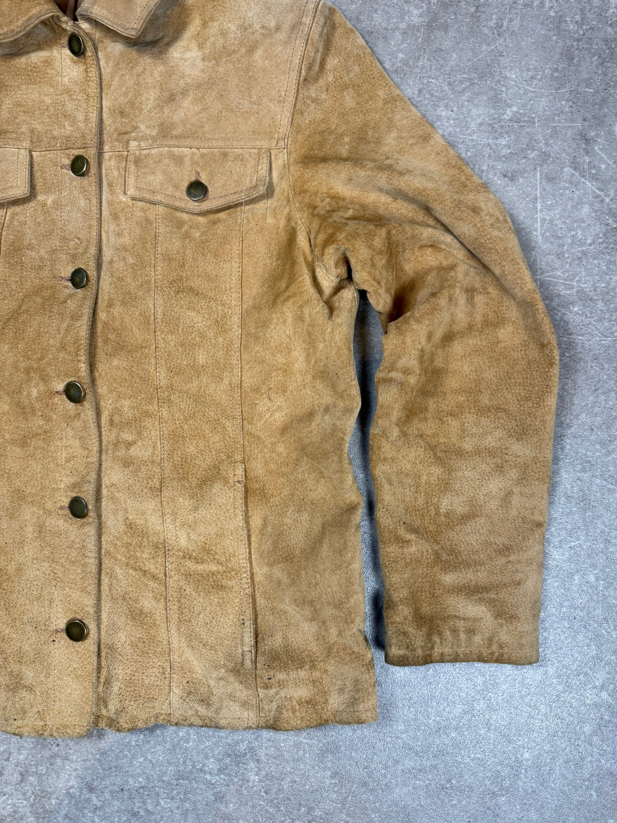 Vintage TCM Damen Lederjacke Echtleder Beige Cognac Gr. ca. 40/42