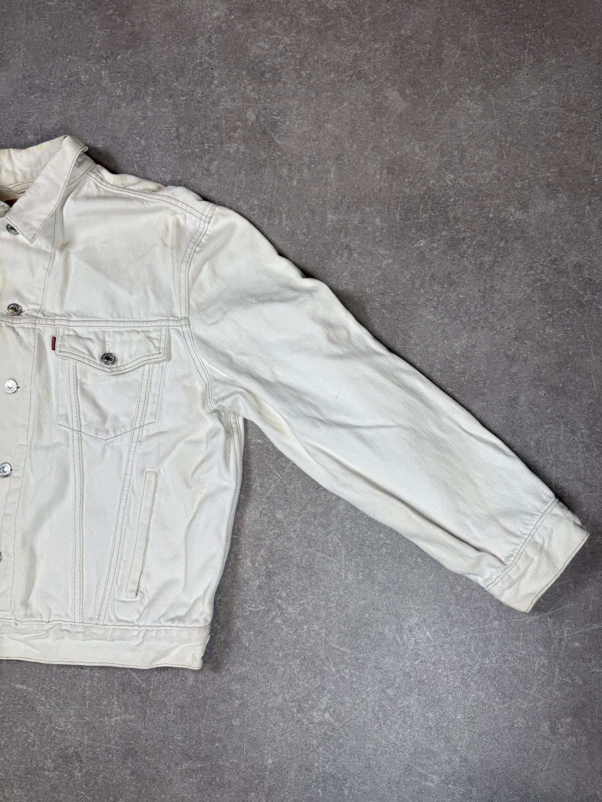 Levi’s Vintage Trucker Jeansjacke Creme Weiß Denim Herren