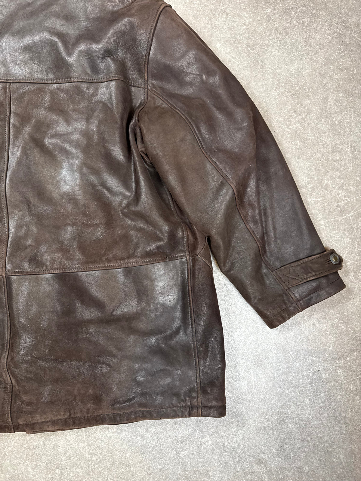 Vintage HUGO BOSS Herren Lederjacke Braun – Echtleder Field Jacket