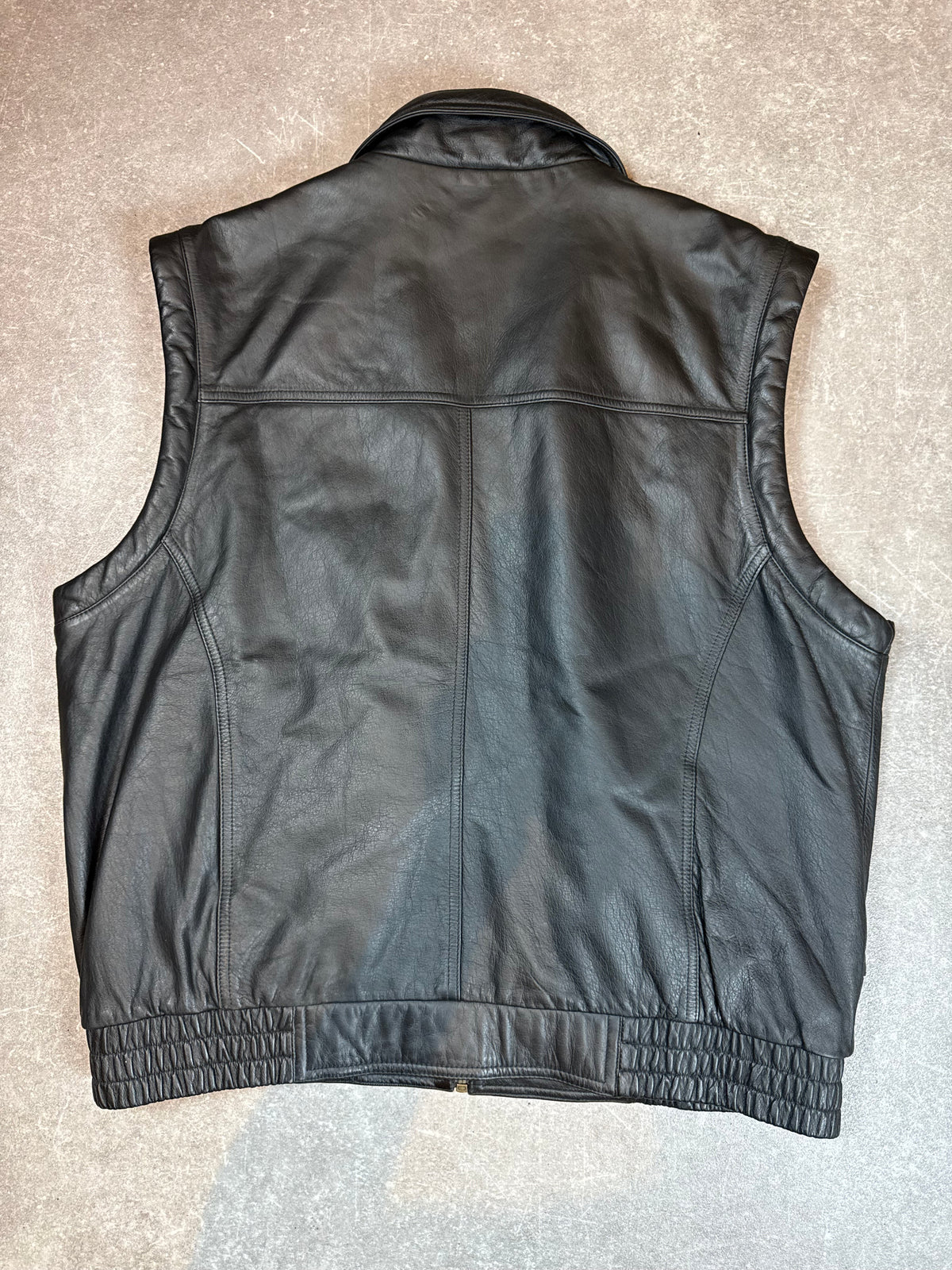 Prince Vintage Herren Lederweste Schwarz – Echtleder Gr. 56 Bikerweste