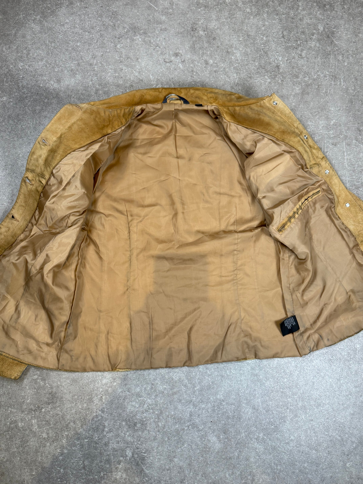 Vintage TCM Damen Lederjacke Echtleder Beige Cognac Gr. ca. 40/42