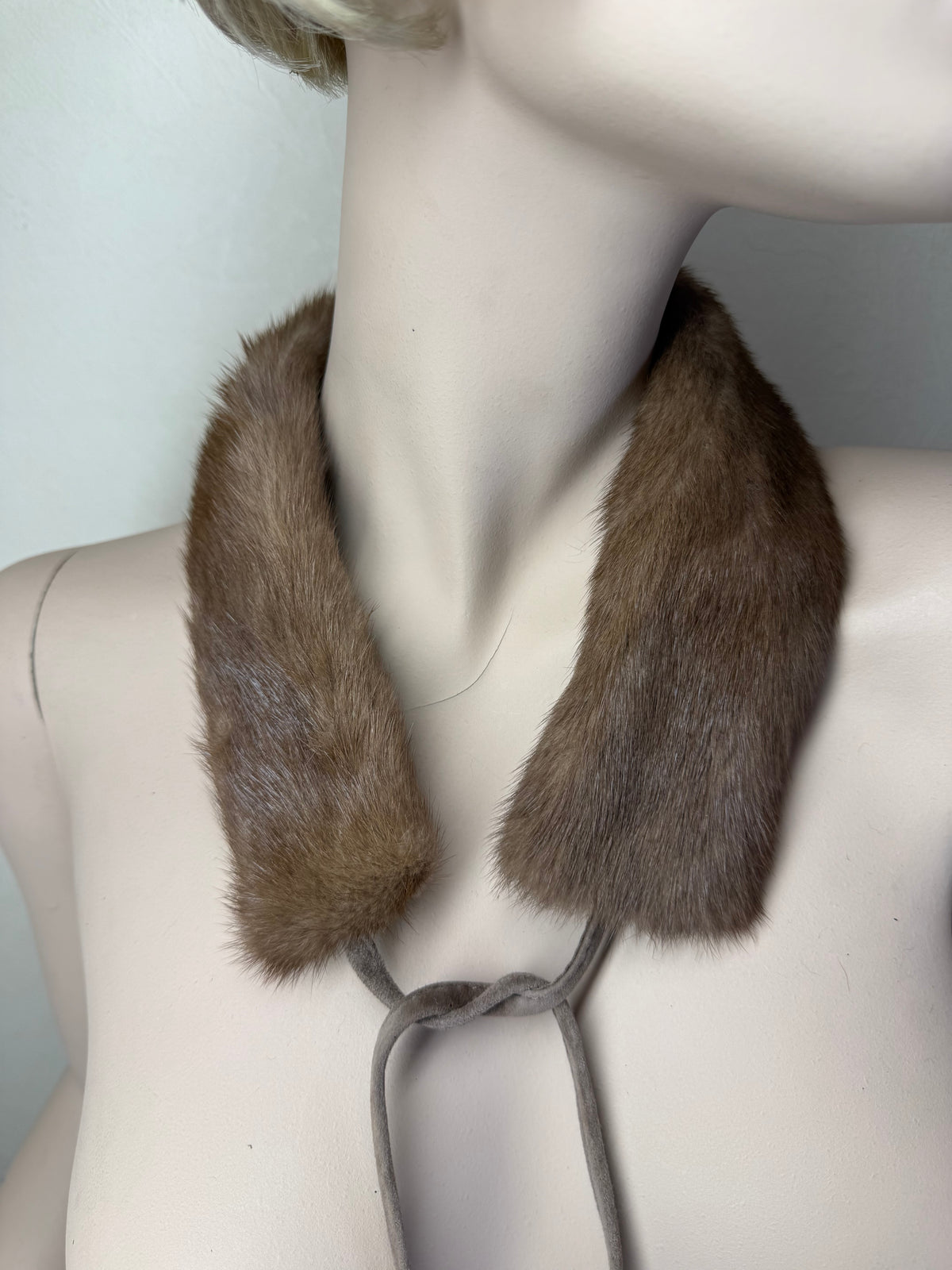 Vintage Nerz Pelzkragen Braun Echtfell Mink Fellkragen Stola Schleife Damen 60er