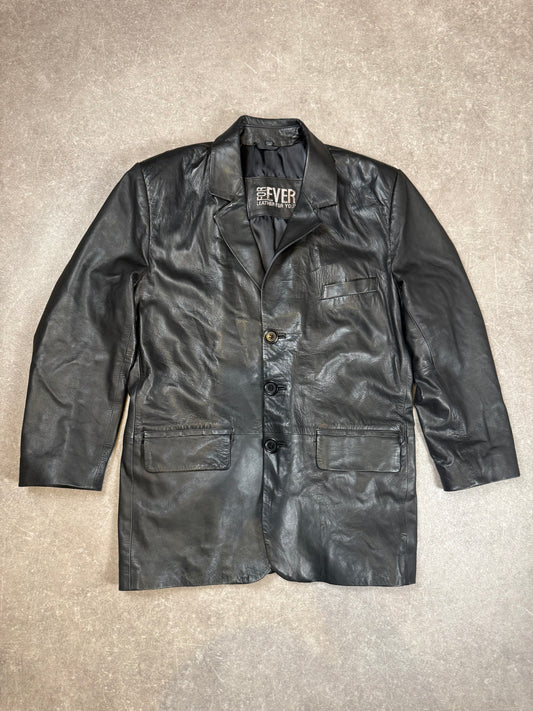 Vintage FOR EVER Herren Lederblazer Schwarz Echtleder Gr. 48 Lederjacke