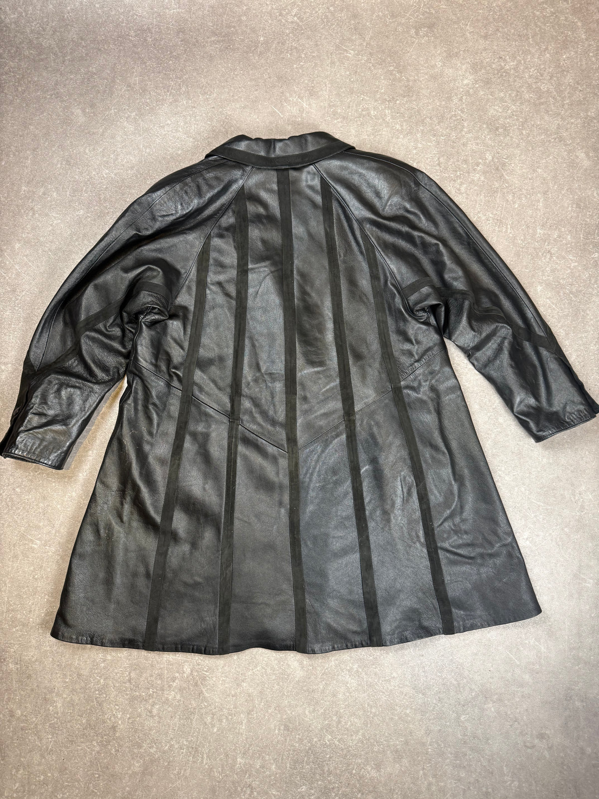 Vintage Damen Ledermantel Schwarz Echtleder Gehrock 90er Jahre