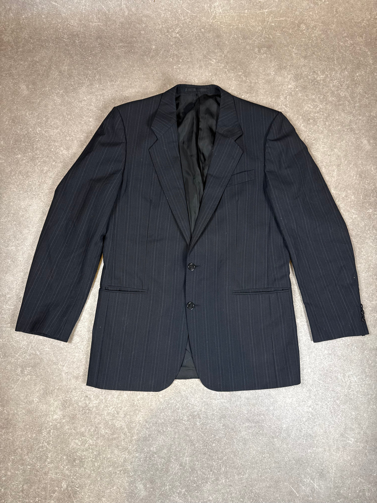Vintage Herren Anzug Nadelstreifen Schwarz 2-teilig Sakko & Hose – klassisch elegant