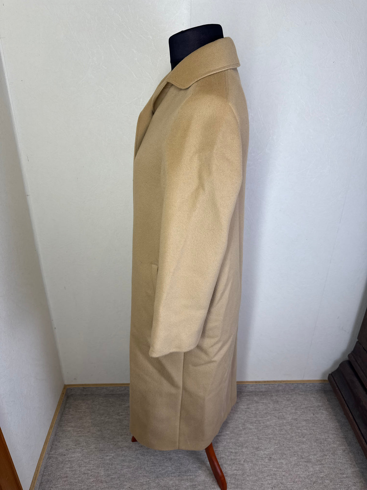 Maris Damen Mantel Beige Camel Wollmantel Lang Vintage Klassisch Gr 42