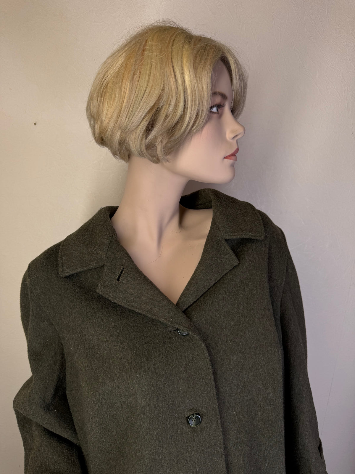 Vintage Damen Lodenmantel Wollmantel Grün – 63% Wolle Oversize Mantel Lang