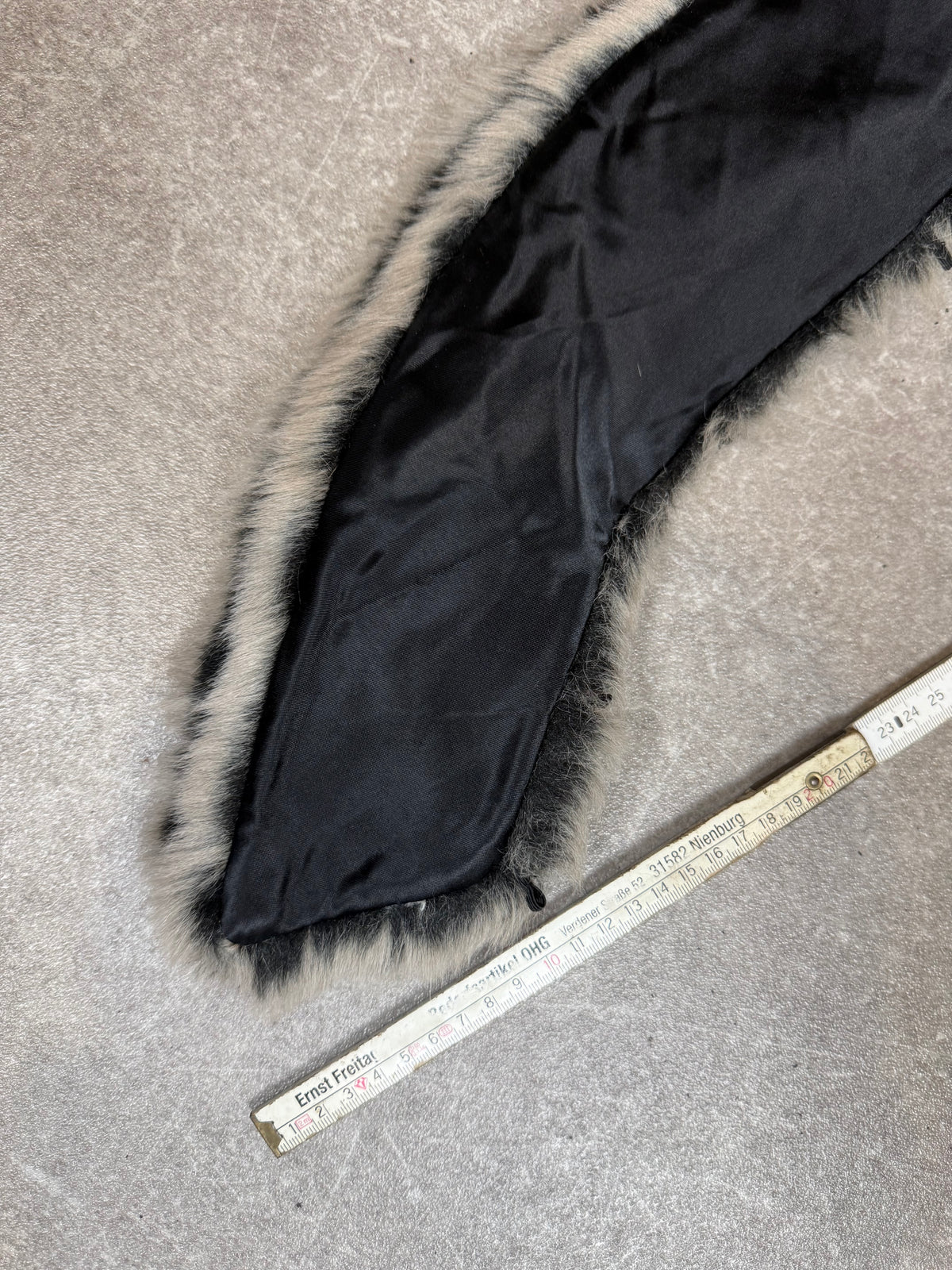 Vintage Silberfuchs Pelzstola Echtfell Fuchs Fellkragen Grau Schwarz Luxus Pelzschal