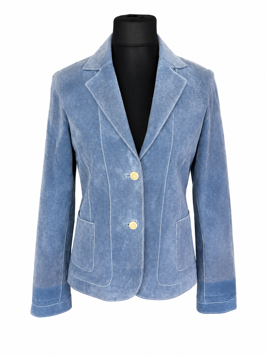 TCM Wildleder Blazer Damen 40 42 Hellblau Echtleder Lederjacke Vintage
