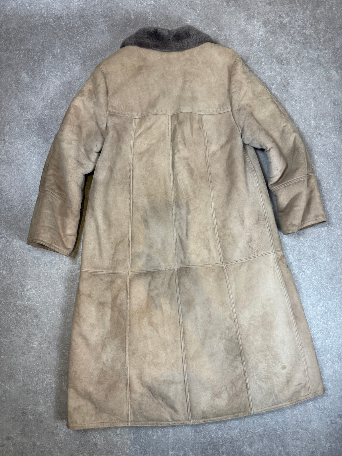 Vintage Damen Lammfellmantel Echtfell Shearling Beige Grau