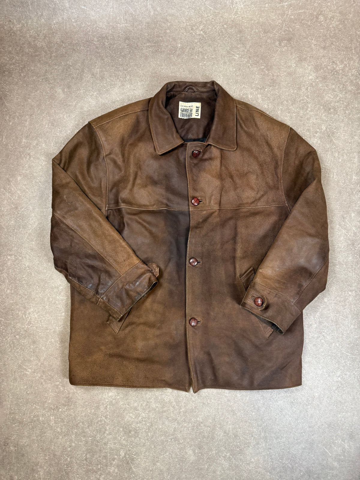 Vintage Globe Trotter Lederjacke Braun Oversize Herren Echtleder