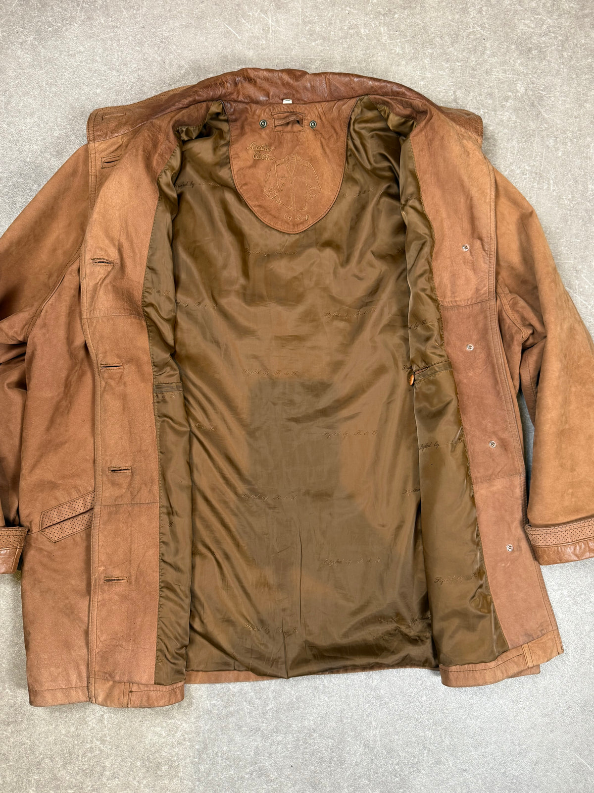 Vintage R&G Leather Active Damen Ledermantel Nubukleder Braun Gr. 46