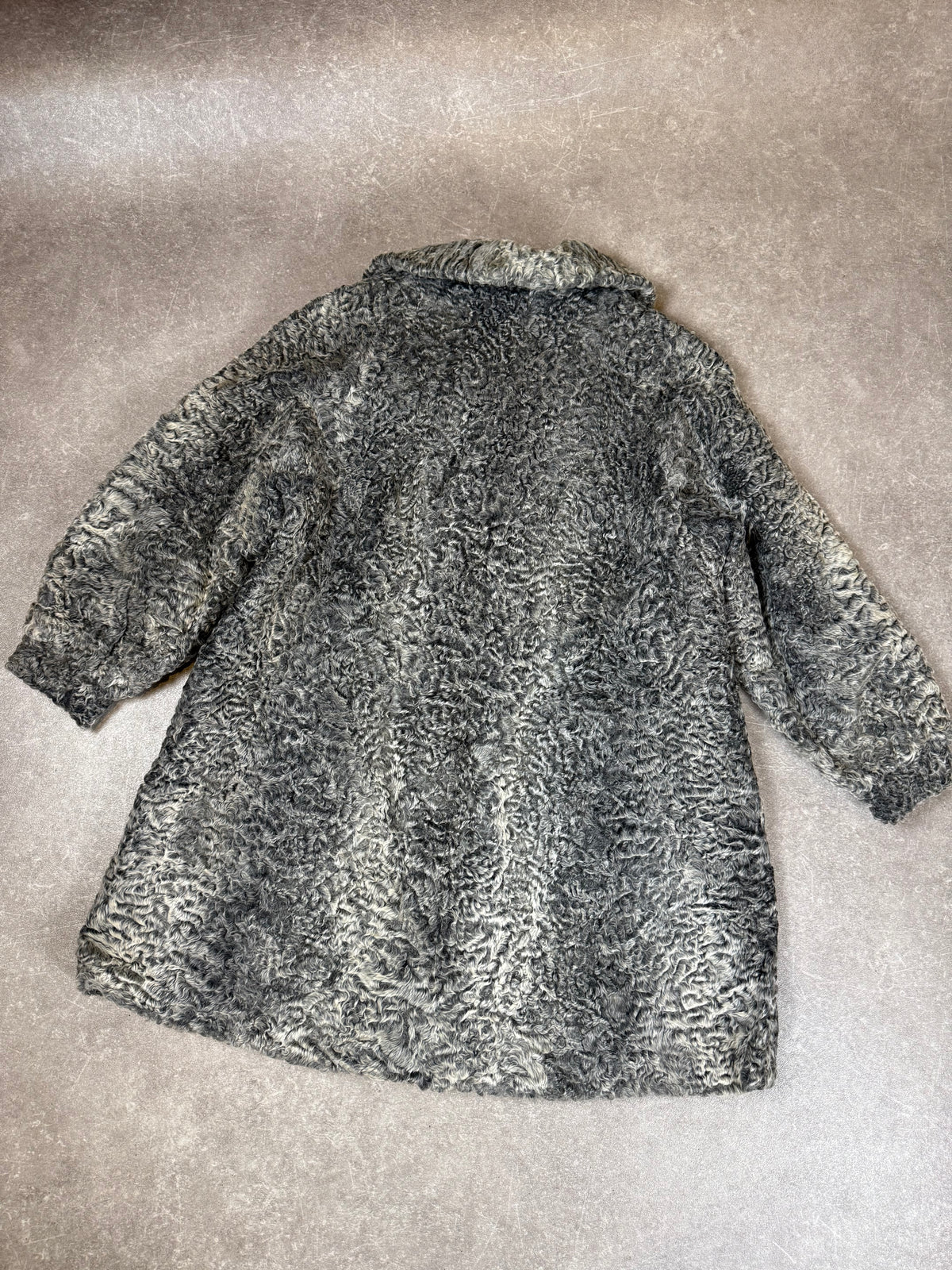 Vintage Persianer Pelzmantel Damen Grau Schwarz
