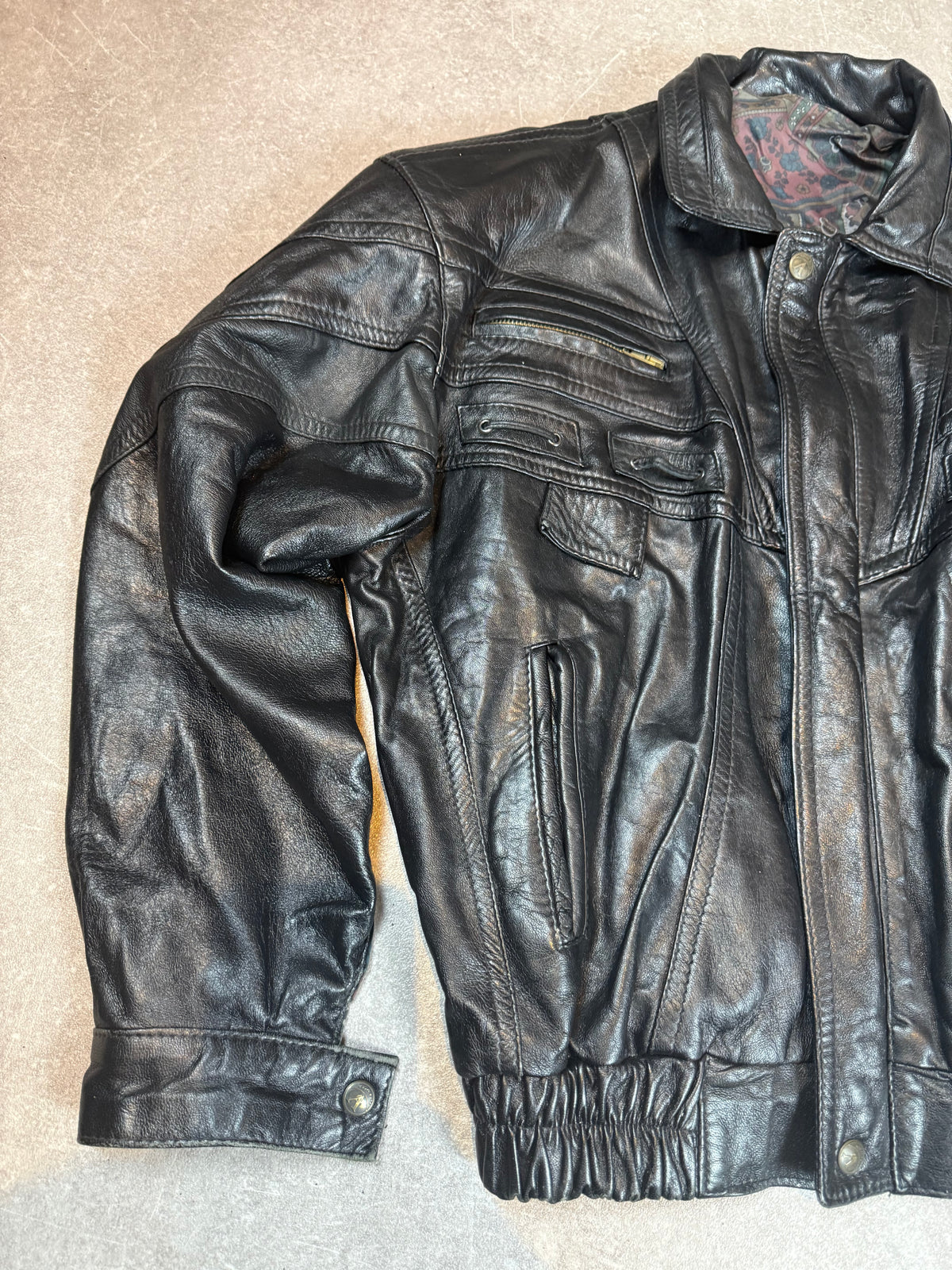 Vintage Altamoda Lederjacke Schwarz Gr. L XL Oversize Echtleder Bomberjacke 80s 90s