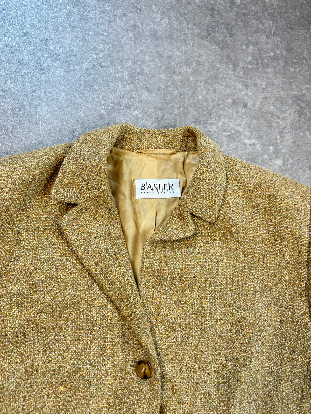 Vintage Basler Damen Blazer Gr. 42 – Beige Gold meliert Elegant