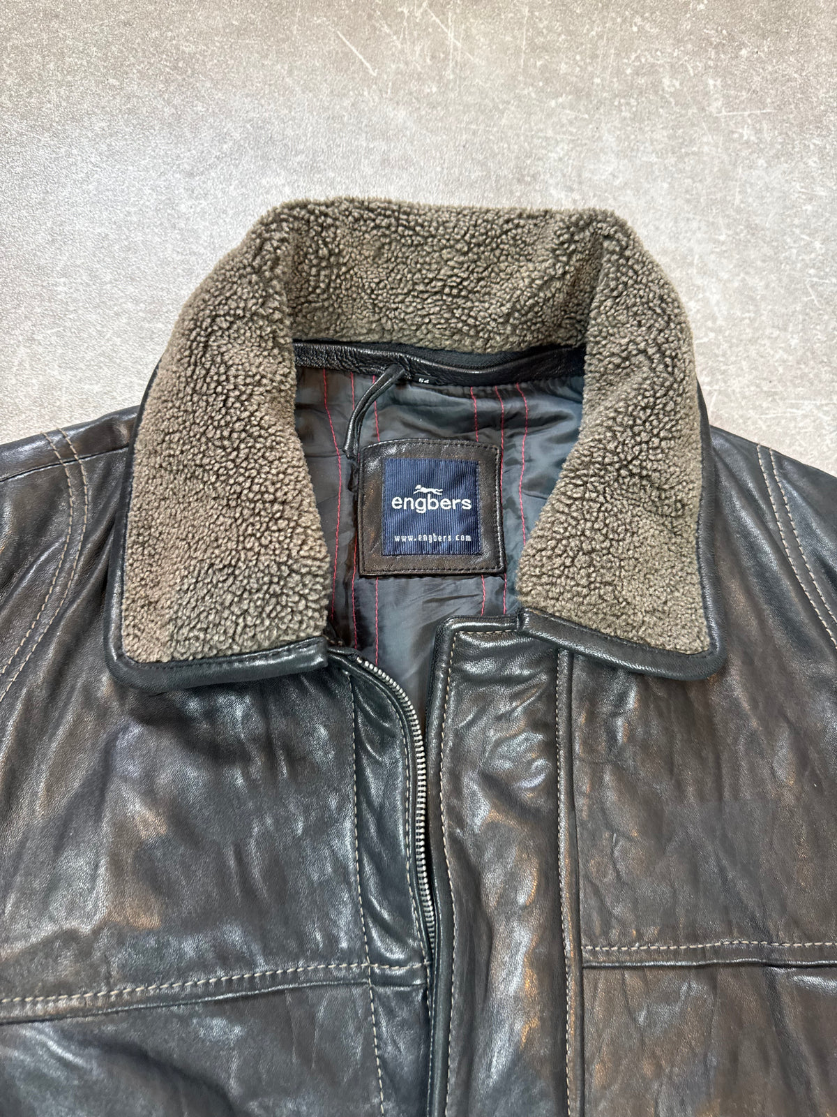 Engbers Lederjacke Herren Gr. 54 Braun Schwarz Echtleder Winterjacke mit abnehmbarem Fellkragen
