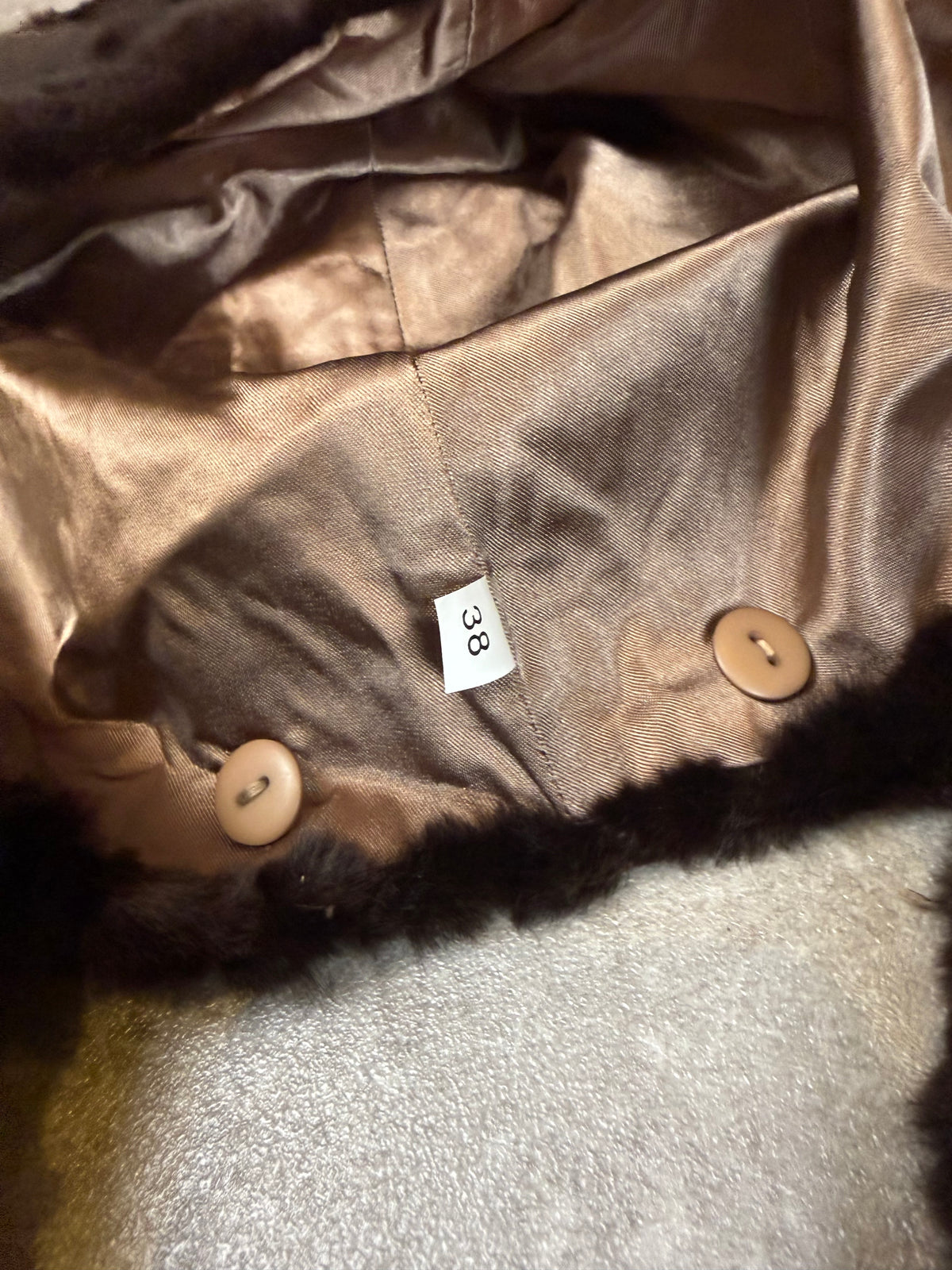 Vintage Echtpelz Kapuzenstola Gr. 38 Dunkelbraun Pelz Stola Schal Cape Kapuze