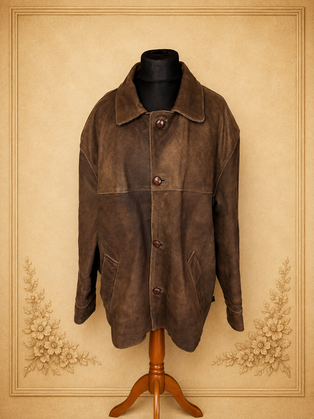 Vintage Globe Trotter Lederjacke Braun Oversize Herren Echtleder