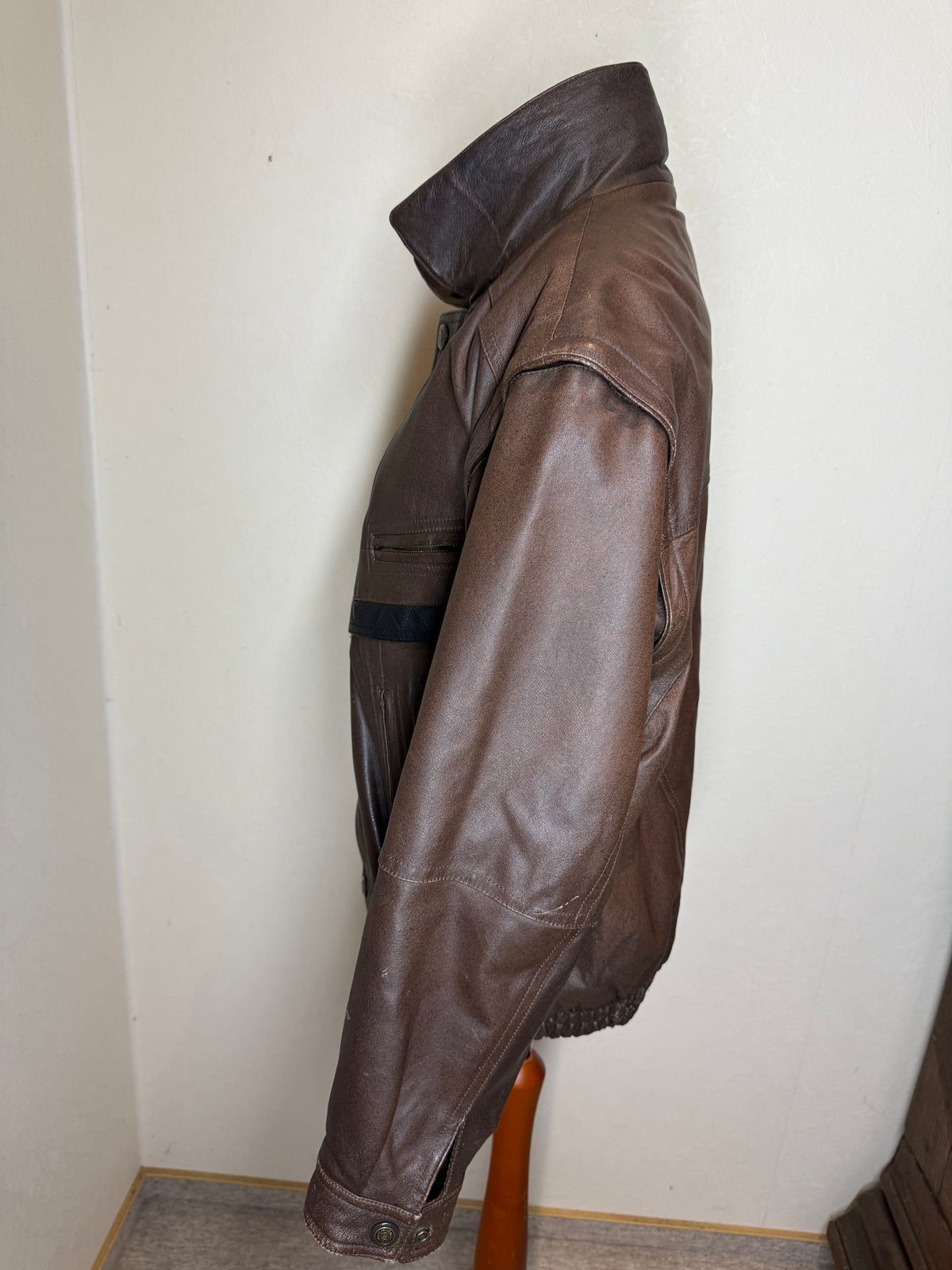 Smooth Lederjacke Herren XL Braun Schwarz Blouson Nappaleder Thermolite Vintage