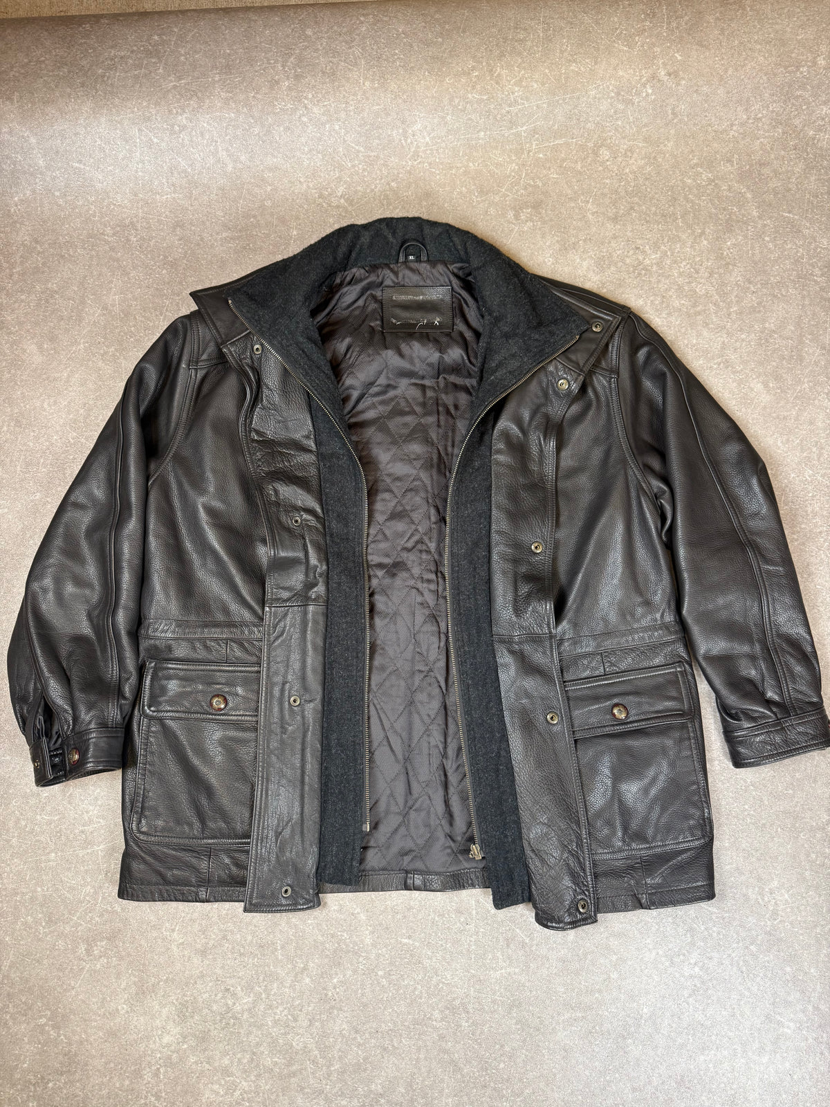 Vintage Herren Lederjacke Echtleder Schwarz mit herausnehmbarem Innenfutter – XL