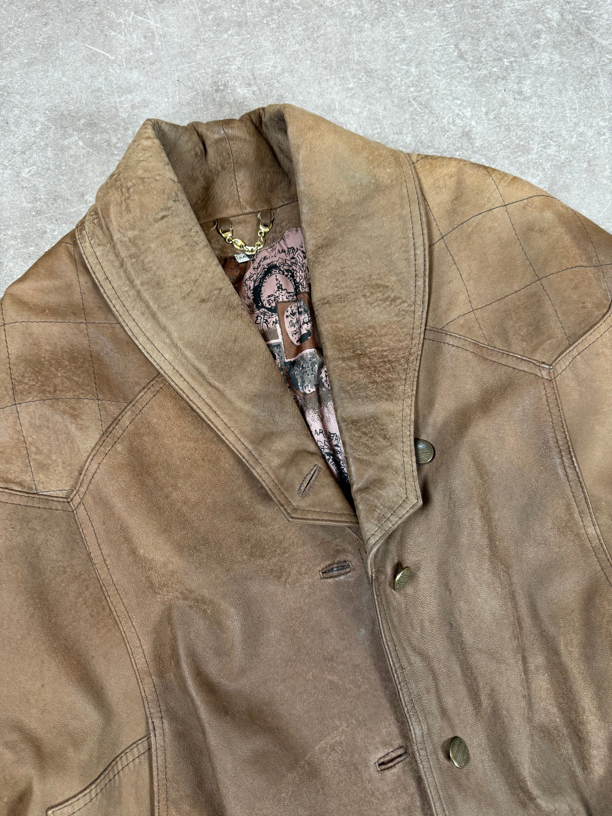 Vintage Damen Lederjacke Gr. 44 Braun Echtleder Schalkragen 80er 90er