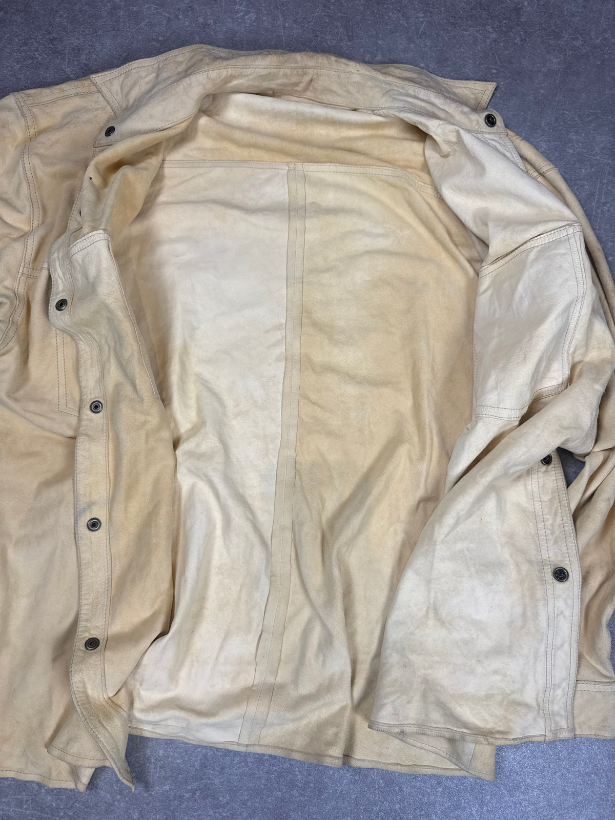 Vintage Wildleder Lederhemd Herren Beige Western Workwear Lederjacke XL
