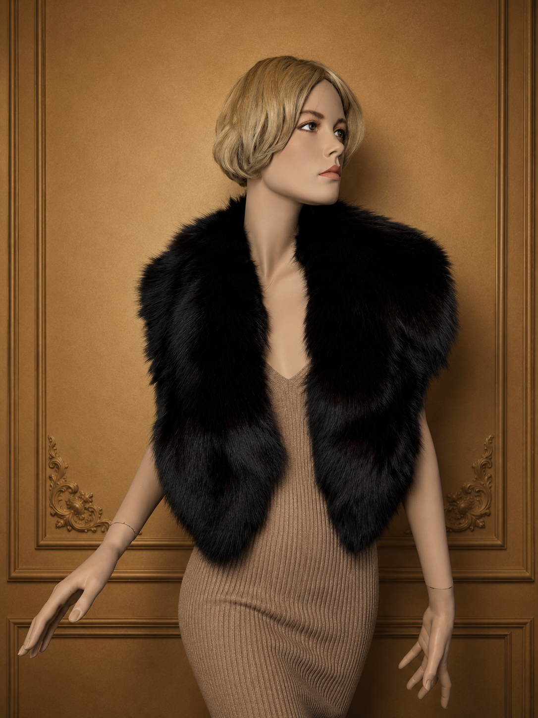 Vintage Nerz Pelzstola Schwarz Echtfell Pelzkragen Mink Fur ca. 120 cm