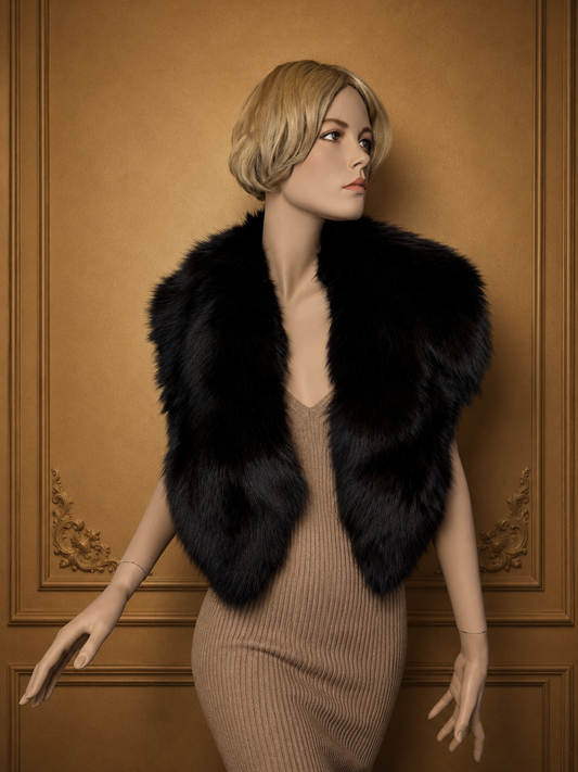 Vintage Nerz Pelzstola Schwarz Echtfell Pelzkragen Mink Fur ca. 120 cm