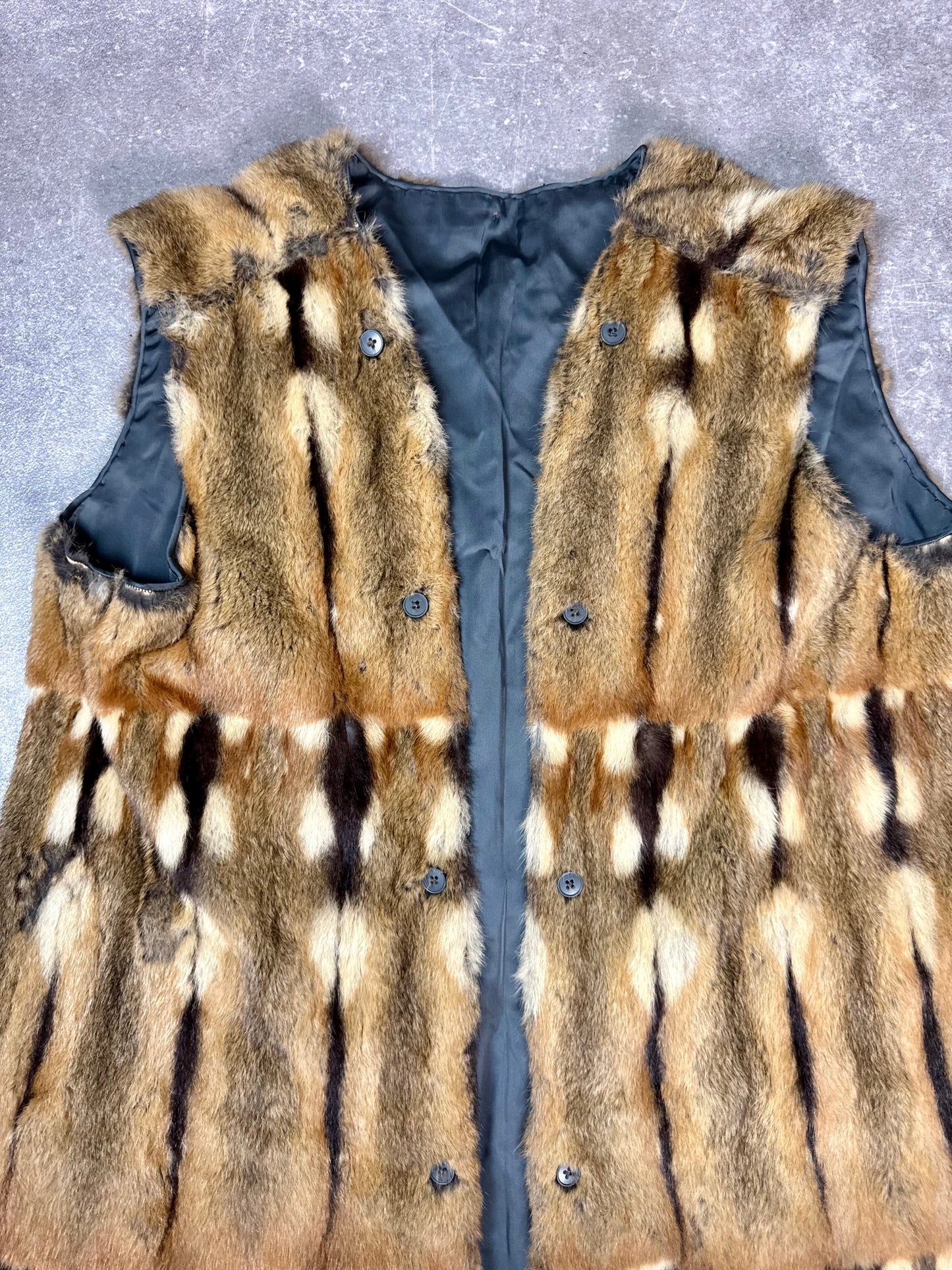 Vintage Hamster Pelzweste Echtpelz Lang Damen Braun Beige Pelz Weste 99 cm