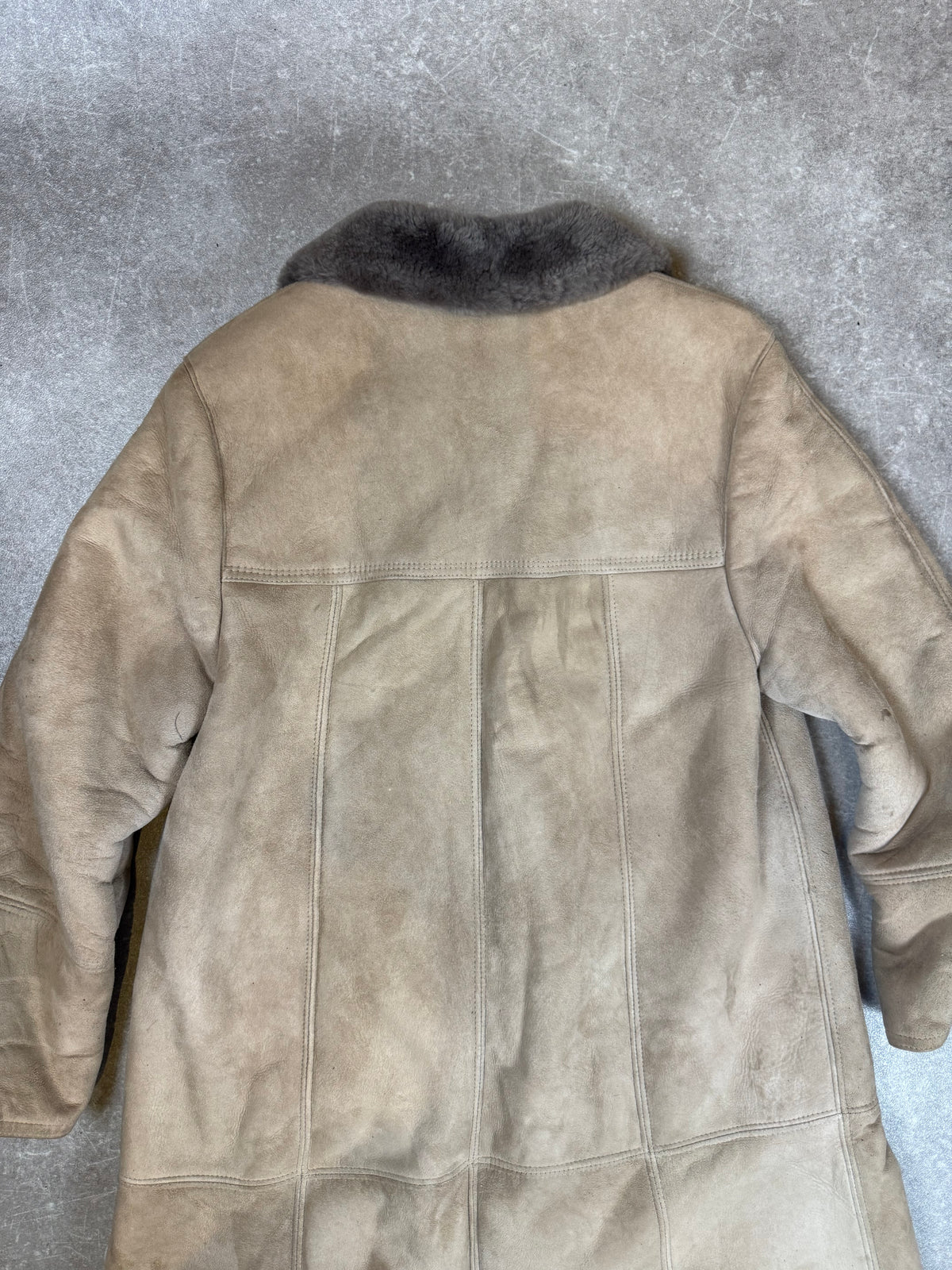 Vintage Damen Lammfellmantel Echtfell Shearling Beige Grau
