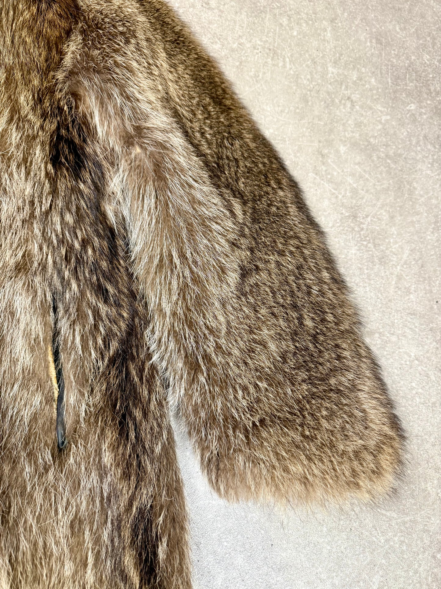 Vintage Waschbär Pelzmantel Echtpelz Damen Braun Kurz Mantel Raccoon Echtfell M