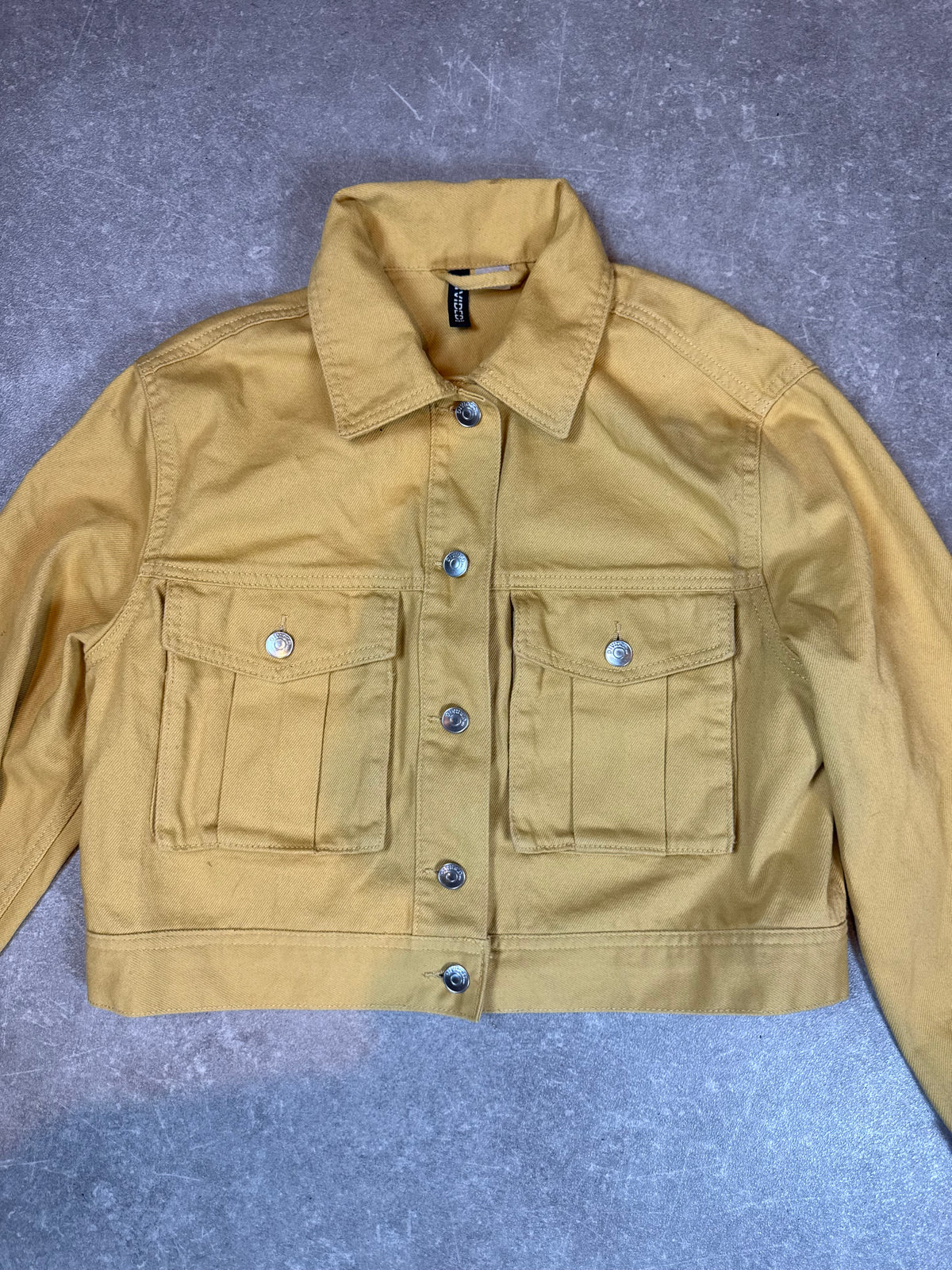 H&M Divided Damen Cropped Jeansjacke Gr. S Senfgelb Ocker Kurzjacke
