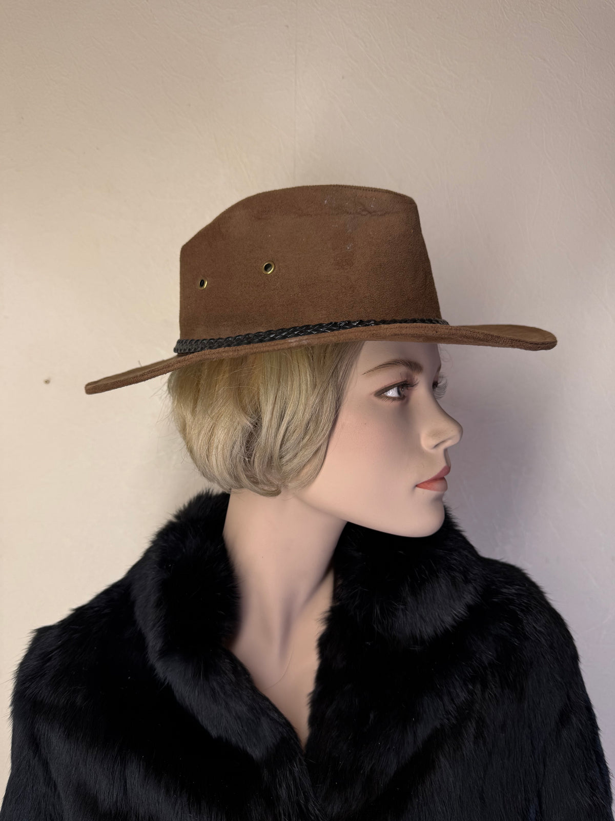 Vintage Cowboyhut Braun – Westernhut mit geflochtenem Hutband
