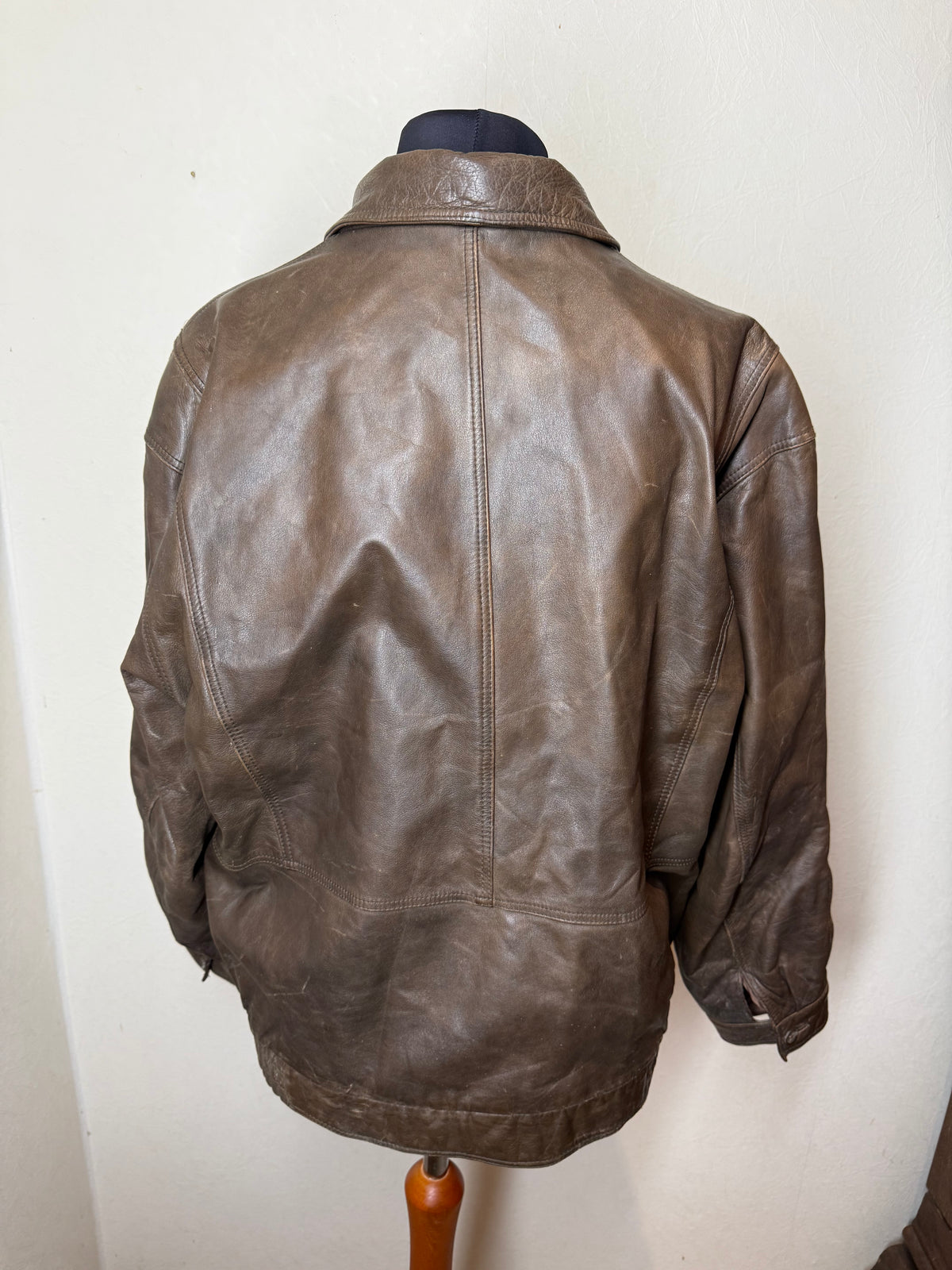 Vintage Lederjacke Herren Braun Echtleder Sportdress Blouson Jacke Gr 54 56 Oversize