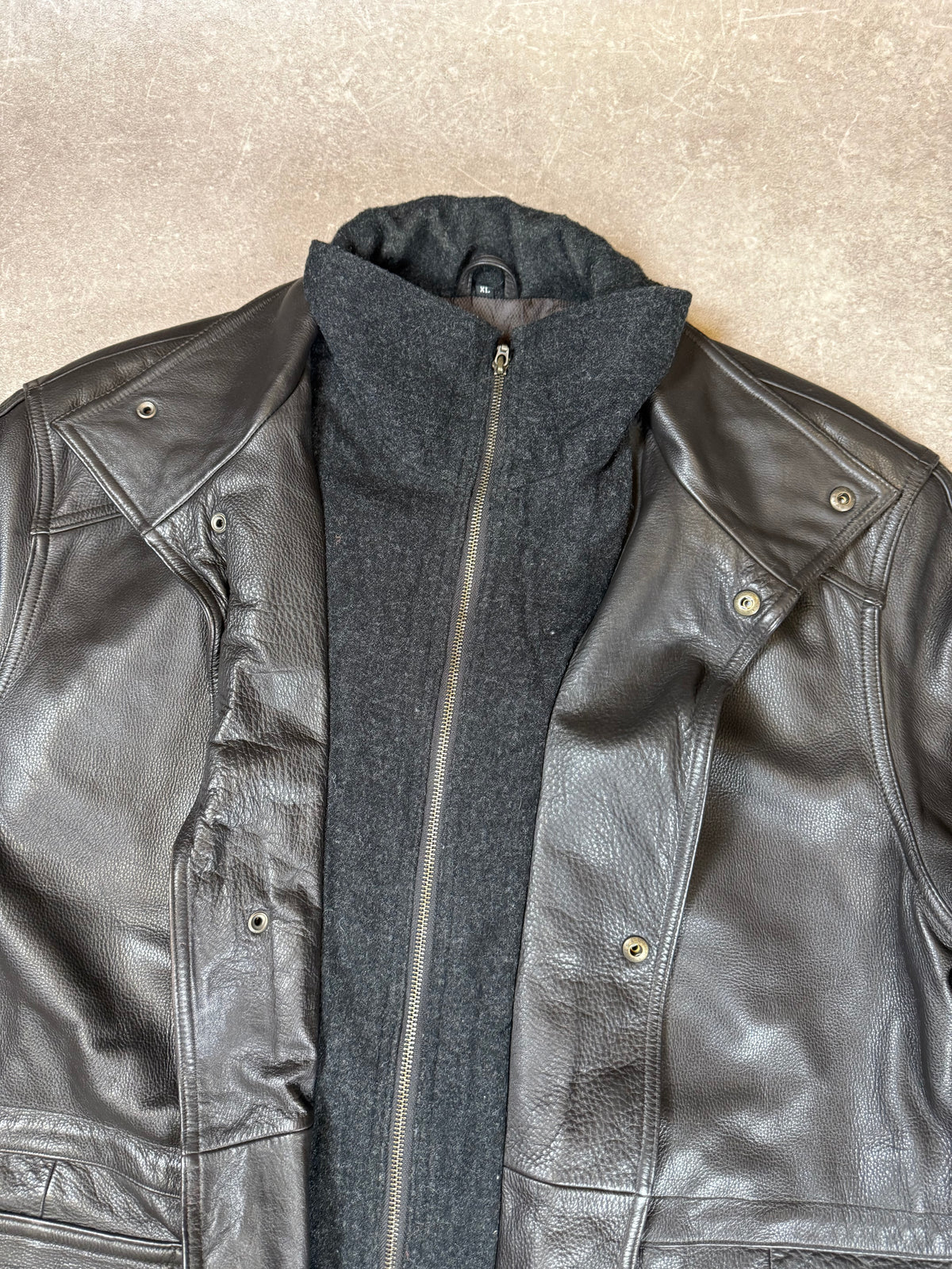 Vintage Herren Lederjacke Echtleder Schwarz mit herausnehmbarem Innenfutter – XL