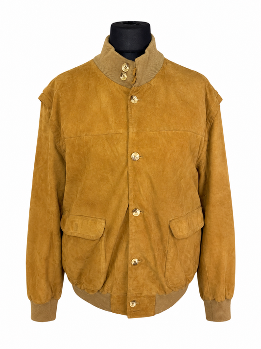 Vintage Gucci Wildleder Lederjacke Bomberjacke Braun Herren Gr. 54 Suede Blouson