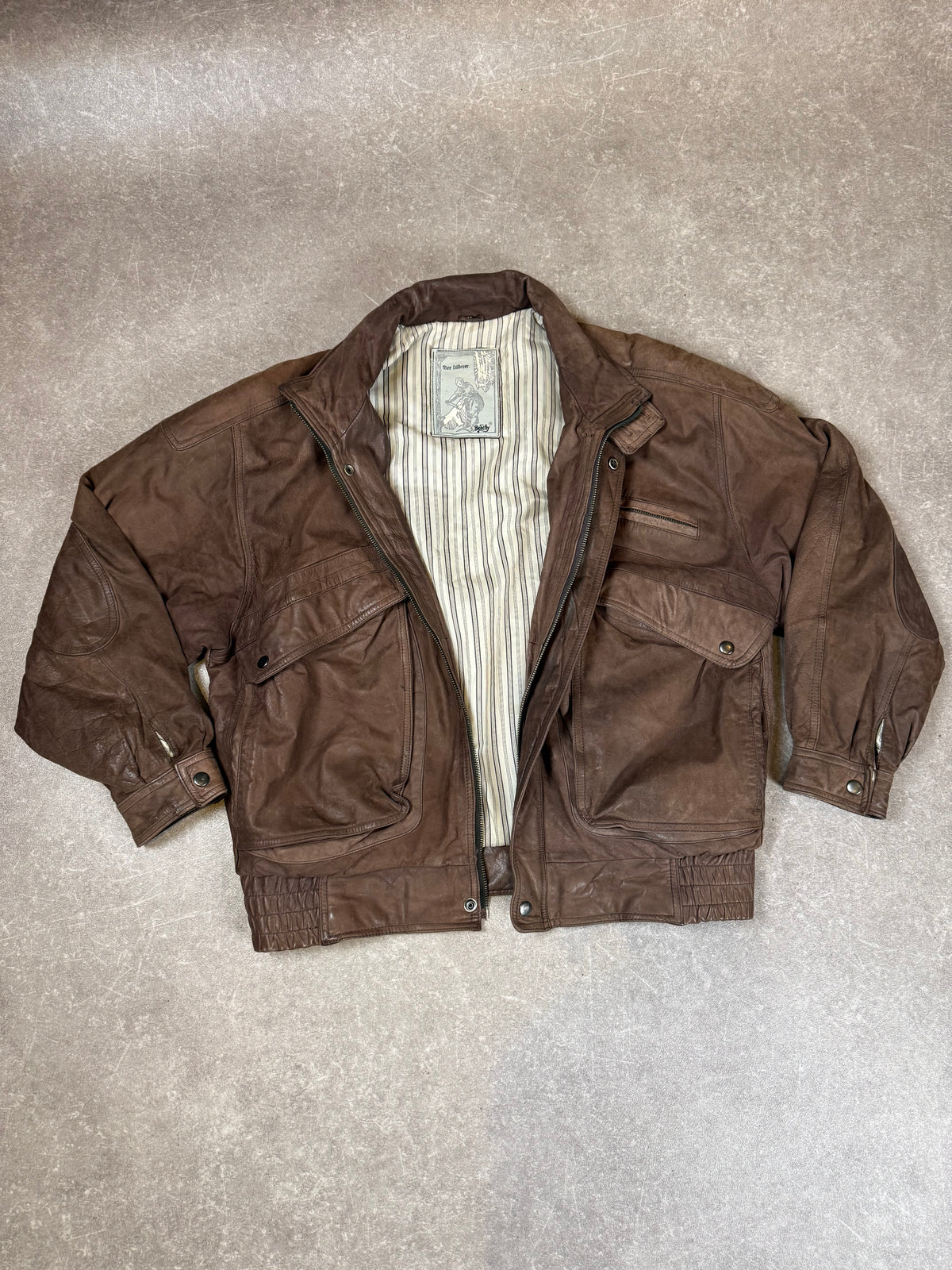 Vintage Herren Lederjacke Der Lederer Beachy Gr. 48 Braun Echtleder 80er/90er