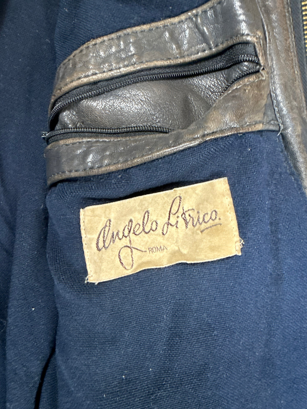 Vintage Angelo Litrico Roma Lederjacke Herren Bomberjacke Echtleder Braun