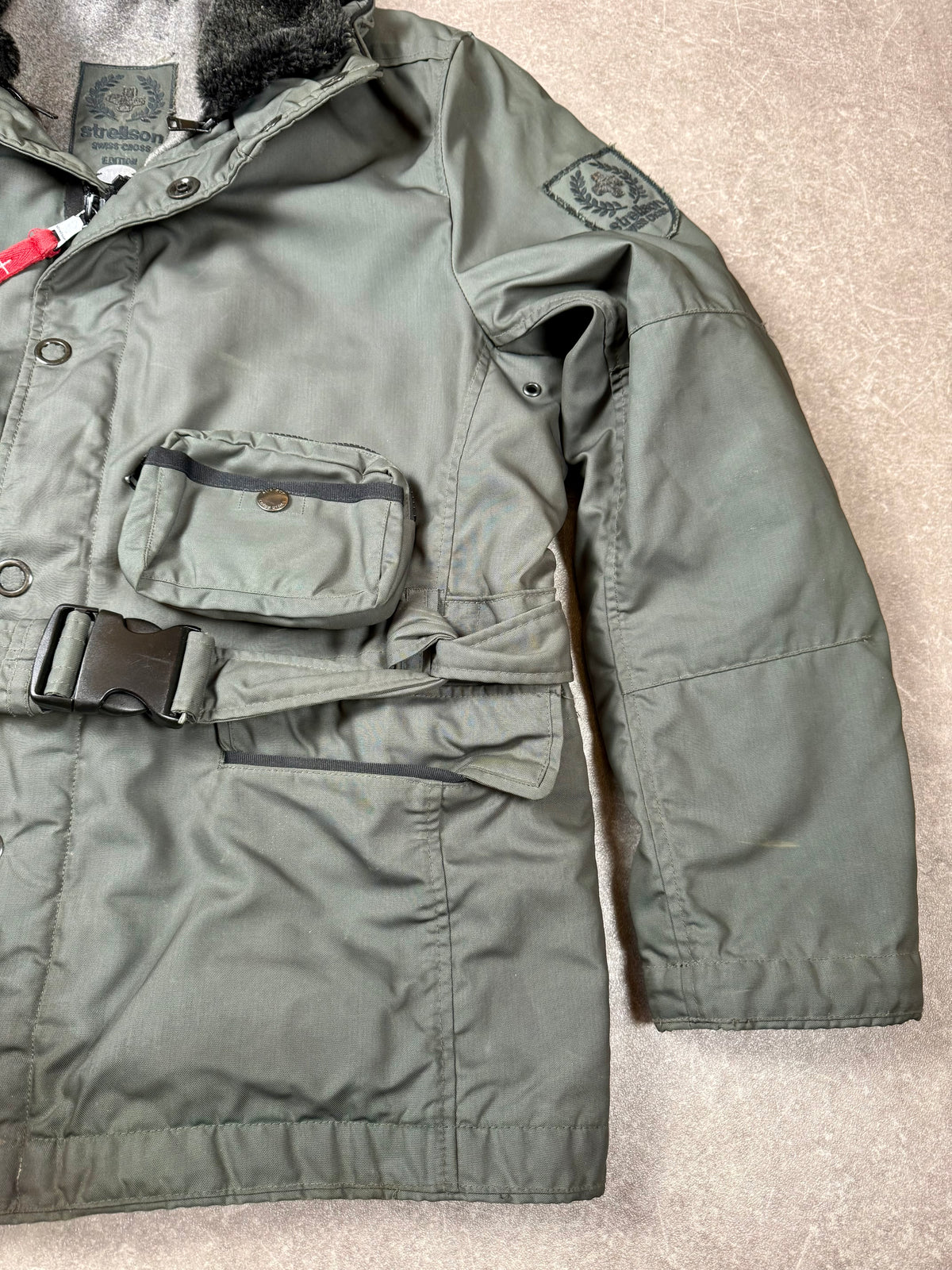 Vintage Strellson Swiss Cross Parka Herren Oliv Military Field Jacket